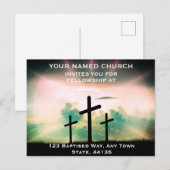 Uitbewerkbare Sjabloon Church Invitation Briefkaar Briefkaart (Voorkant / Achterkant)