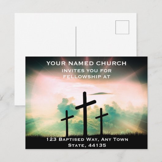 Uitbewerkbare Sjabloon Church Invitation Briefkaar Briefkaart (Voorkant / Achterkant)