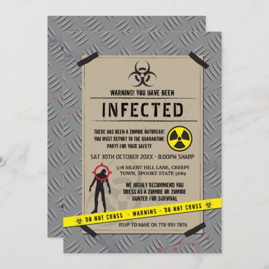 Uitbraak Zombie Uitnodiging door Halloween geïnfec (Voorkant / Achterkant)