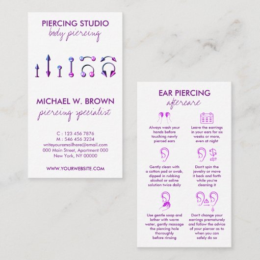 Uitbreidingen van instructies voor doorboren visitekaartje (Voorkant / Achterkant)