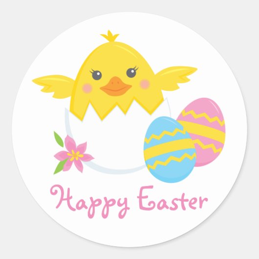 Uitbroeden Paaskuiken Happy Easter Round Sticker (Voorkant)