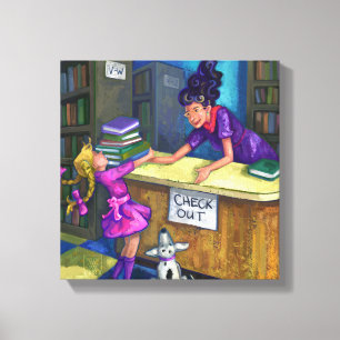 Uitchecken bibliotheek canvas afdruk