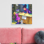 Uitchecken bibliotheek canvas afdruk (Insitu (Woonkamer))