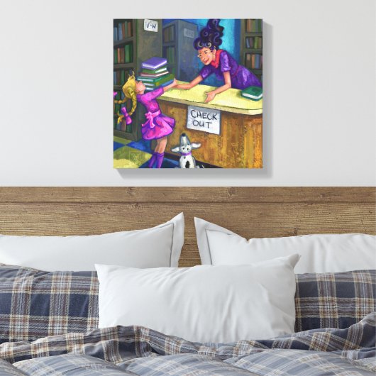 Uitchecken bibliotheek canvas afdruk (Insitu (Slaapkamer))