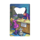 Uitchecken bibliotheek creditkaart flessenopener (Voorkant)