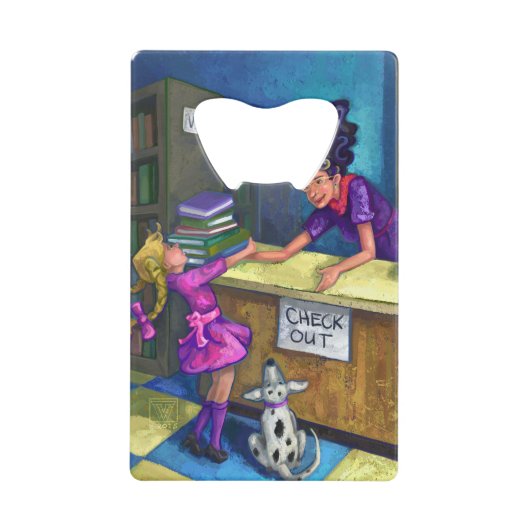 Uitchecken bibliotheek creditkaart flessenopener (Voorkant)