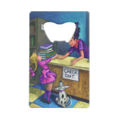 Uitchecken bibliotheek creditkaart flessenopener (Achterkant)