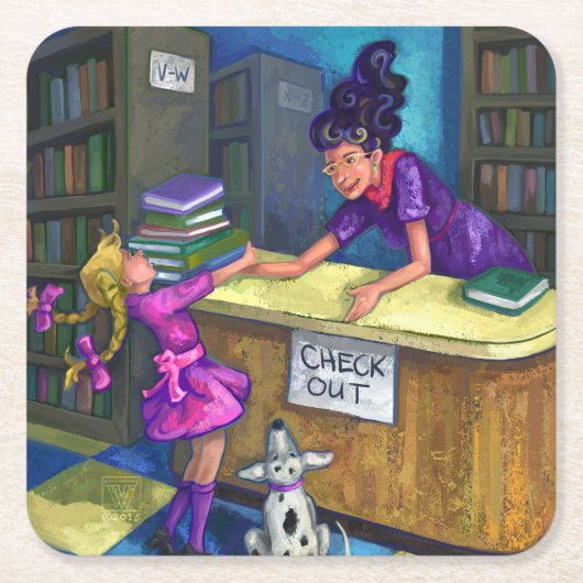 Uitchecken bibliotheek kartonnen onderzetters (Voorkant)