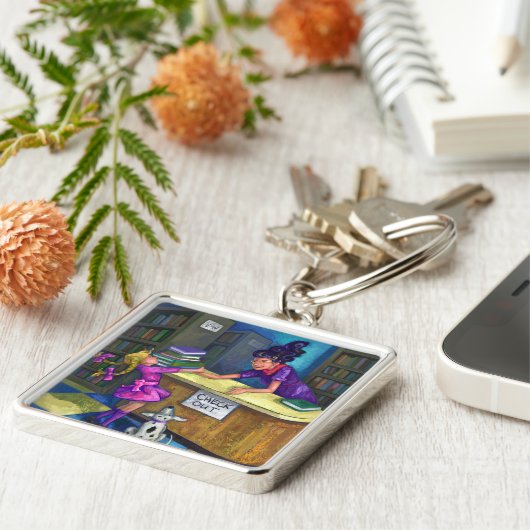 Uitchecken bibliotheek sleutelhanger (Zijkant)