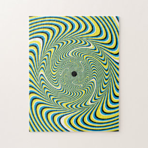 Uitdagend blauw en geel optisch lichtpuzzel legpuzzel