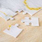 Uitdagend Wit Grijs Marmeren Patroon Gouden Vein Legpuzzel (Zijkant)