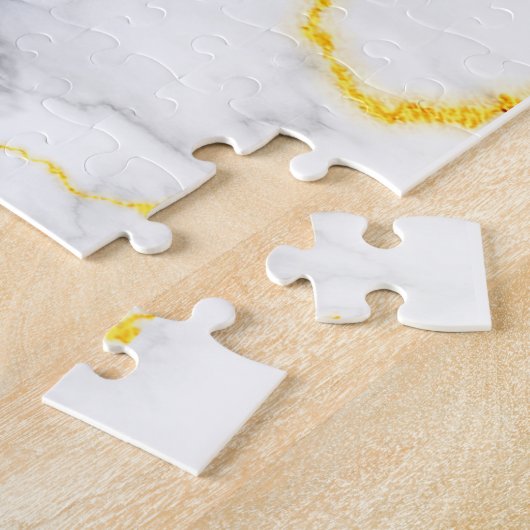 Uitdagend Wit Grijs Marmeren Patroon Gouden Vein Legpuzzel (Zijkant)