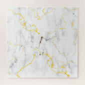 Uitdagend Wit Grijs Marmeren Patroon Gouden Vein Legpuzzel (Horizontaal)