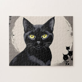 Uitdagende 252-delige legpuzzel van een zwarte kat