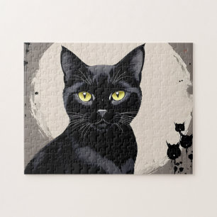 Uitdagende 252-delige legpuzzel van een zwarte kat
