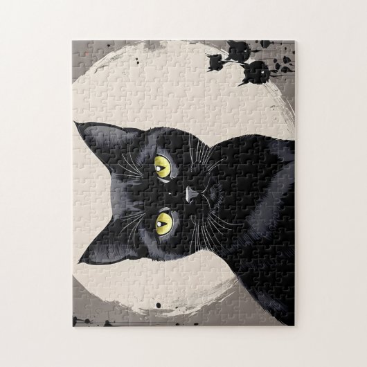 Uitdagende 252-delige zwarte kat legpuzzel (Verticaal)