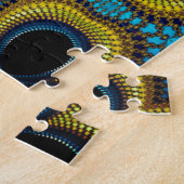 Uitdagende Afrikaanse patroonschaduwen van blauw e Legpuzzel (Zijkant)