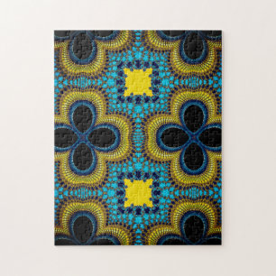 Uitdagende Afrikaanse patroonschaduwen van blauw e Legpuzzel