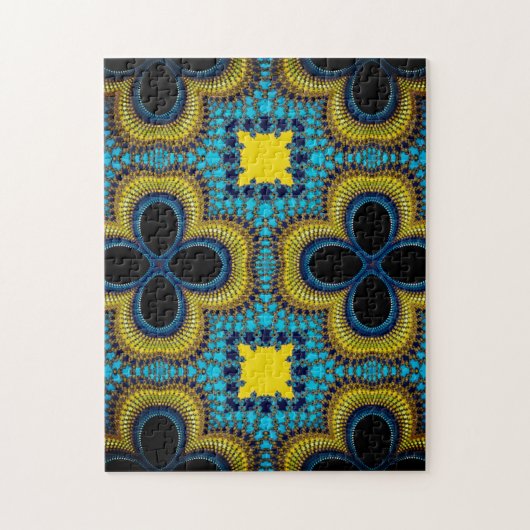 Uitdagende Afrikaanse patroonschaduwen van blauw e Legpuzzel (Verticaal)