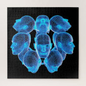 Uitdagende blauwe menselijke hoofden Holografische Legpuzzel (Verticaal)