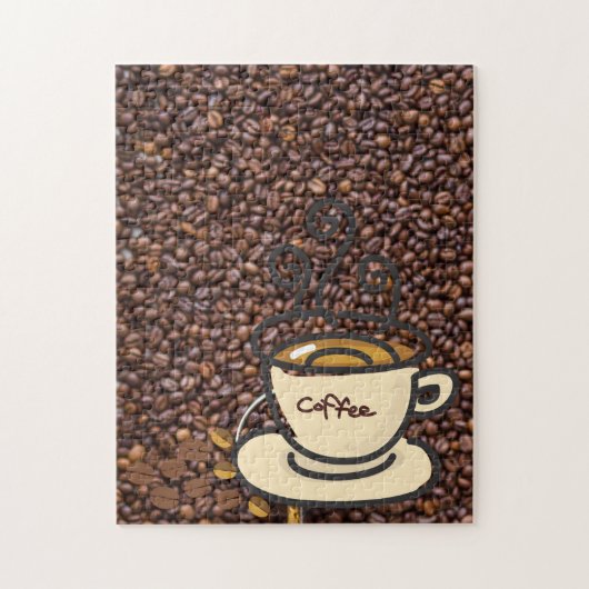 Uitdagende koffieoverlagen legpuzzel (Verticaal)