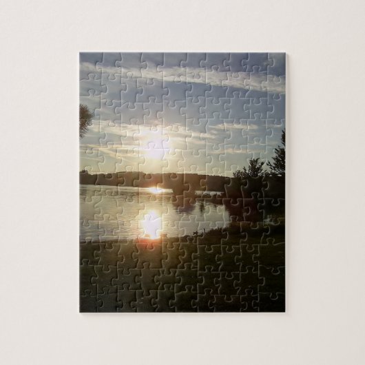 Uitdagende Sunset Lake en Sky Puzzle Legpuzzel (Verticaal)