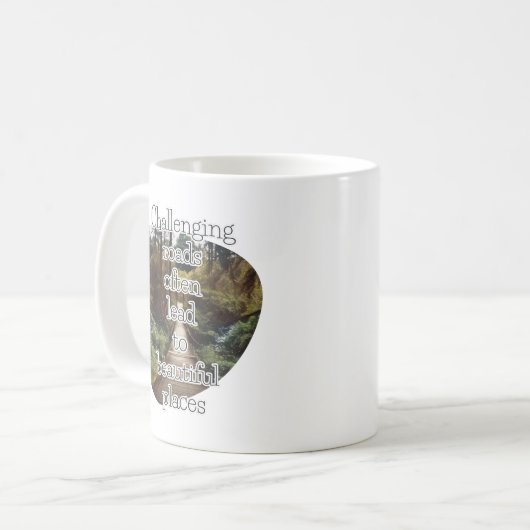 Uitdagende wegen - inspirerend gezegde mok (Voorkant links)