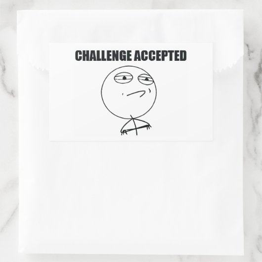 Uitdaging geaccepteerd rechthoekige sticker (Tas)