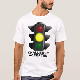Uitdaging geaccepteerd verkeerslicht grappige rok t-shirt