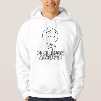 Uitdaging geaccepteerde man hoodie aan shirt