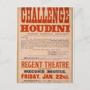 Uitdaging voor het theater van Houdini Briefkaart