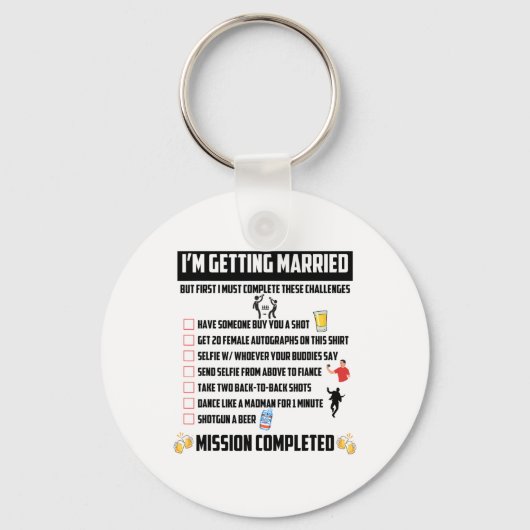 Uitdagingen voor vrijgezellenfeest - Grappige uitd Sleutelhanger (Voorkant)