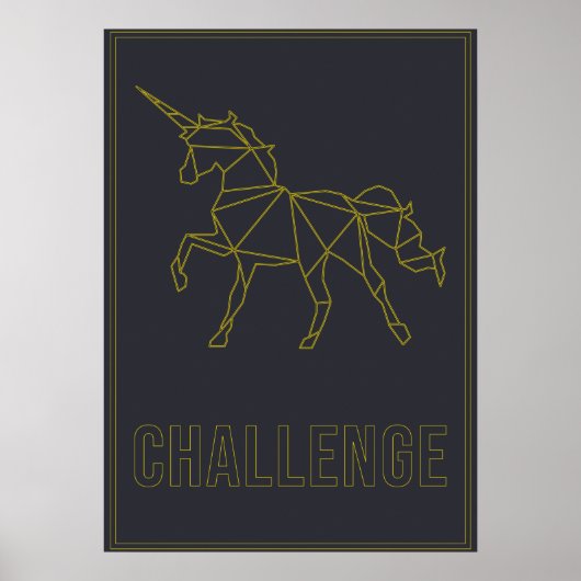Uitdagingsbevestiging poster origami unicorn horse (Voorkant)