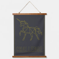 Uitdagingsbevestiging poster origami unicorn horse