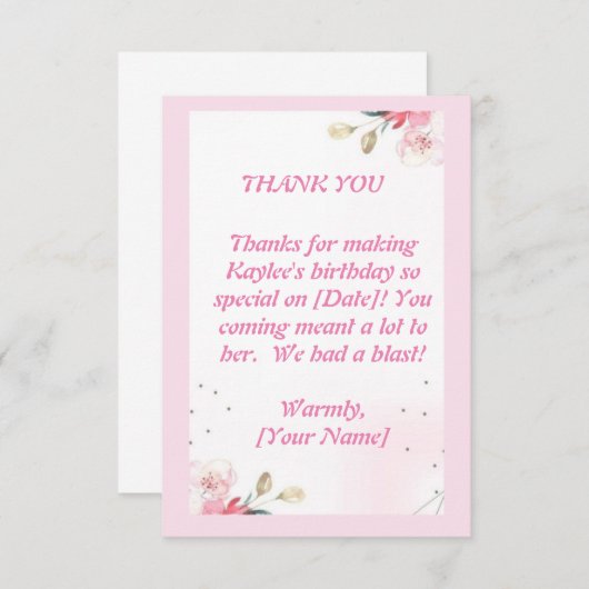 Uitdrukkelijke dankbaarheid Simply: Flat Dank u ka Bedankkaart (Voorkant / Achterkant)