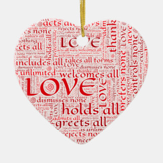 Uitdrukken van onvoorwaardelijke liefde in woordku keramisch ornament