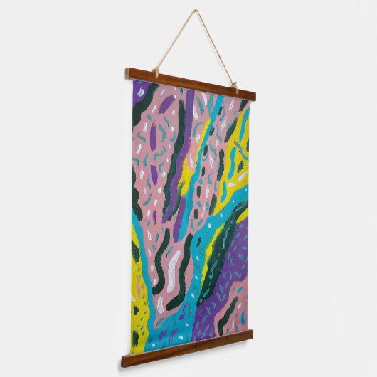 Uitdrukkend Abstract schilderen in meerdere kleure Hangend Wandkleed (Gebogen)