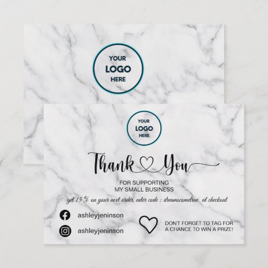 Uitdrukkend dankbaarheid met elegantie: Witte marm Bedankkaart (Voorkant / Achterkant)