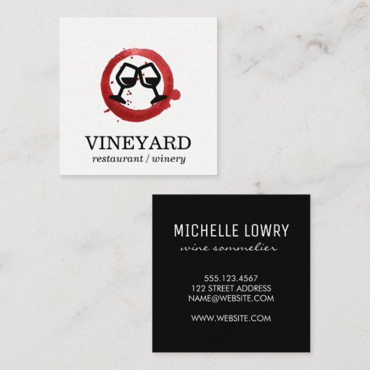 Uitdrukkend geborsteld textiel/wijnglas | Toest Vierkante Visitekaartje (Voorkant / Achterkant)