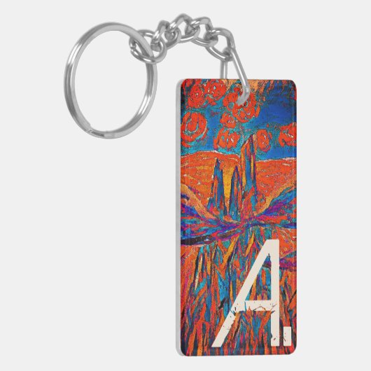 Uitdrukkende Rozen in de lucht en het monogram Sleutelhanger (Voorkant Links)