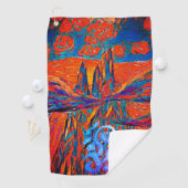 Uitdrukkende Rozen in de Sky Impressionist Mystery Golfhanddoek (Insitu)