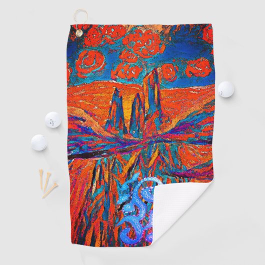 Uitdrukkende Rozen in de Sky Impressionist Mystery Golfhanddoek (Insitu)