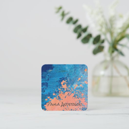 Uitdrukkende tekst | Manuscript Monogram Vierkante Visitekaartje (Staand voorkant)