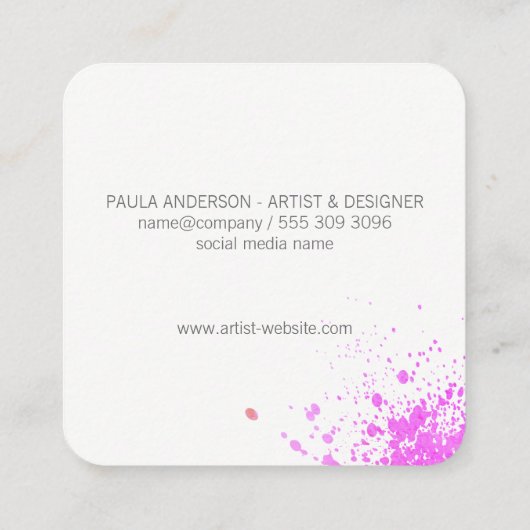 Uitdrukkende tekst vierkante visitekaartje (Achterkant)