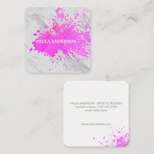 Uitdrukkende tekst vierkante visitekaartje (Voorkant / Achterkant)