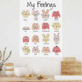 Uitdrukkingen Print, Emoties Print, Gevoelens, Roz Poster (Keuken)