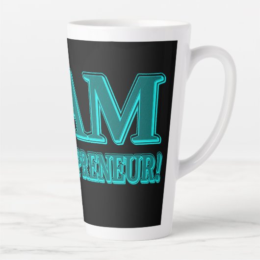 Uitdrukkingsontwerp "I AM ENTREPRENEUR". Bestel nu Latte Mok (Rechts)
