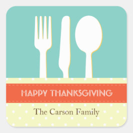 Uitdrukkingsplaats oranje blauwe Thanksgiving inst Vierkante Sticker