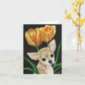 "Uiteinde Toeing door de Tulpen" Chihuahua Kaart (Gele Bloem)