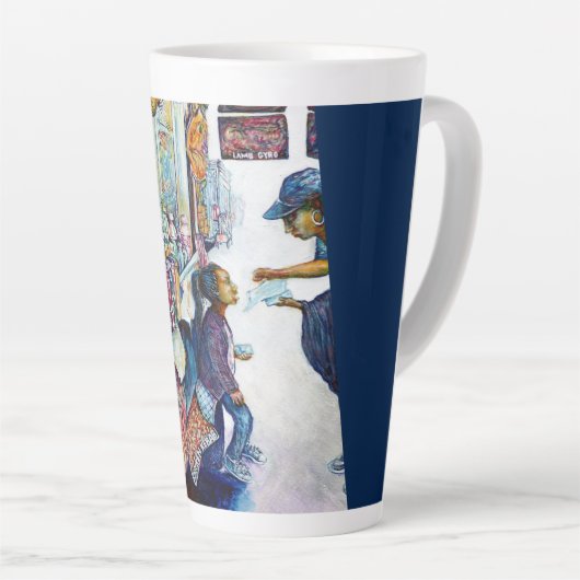 Uiteindelijk levert hoop op latte mok (Rechterhoek)